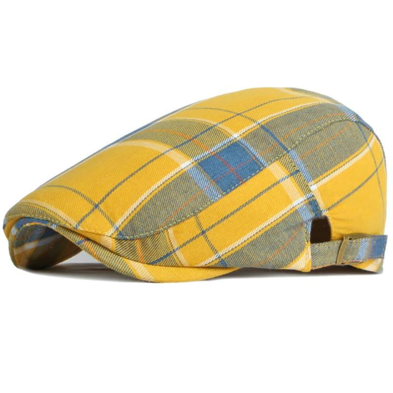 Anglet Men's Tartan Cotton Flat Cap – Colourful Tartan Pattern, Short Peak, Adjustable 55–60 cm Fit