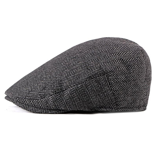 Asis Men's Herringbone Cotton Flat Cap – 100% Cotton, Classic Herringbone Pattern, One Size 56–58 cm