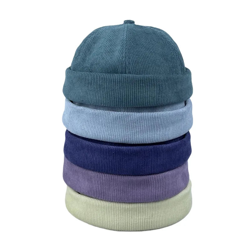 Atlanta Men's Organic Cotton Corduroy Docker Cap – Brimless Shape, Hook-and-Loop Adjustable Fit – view 5