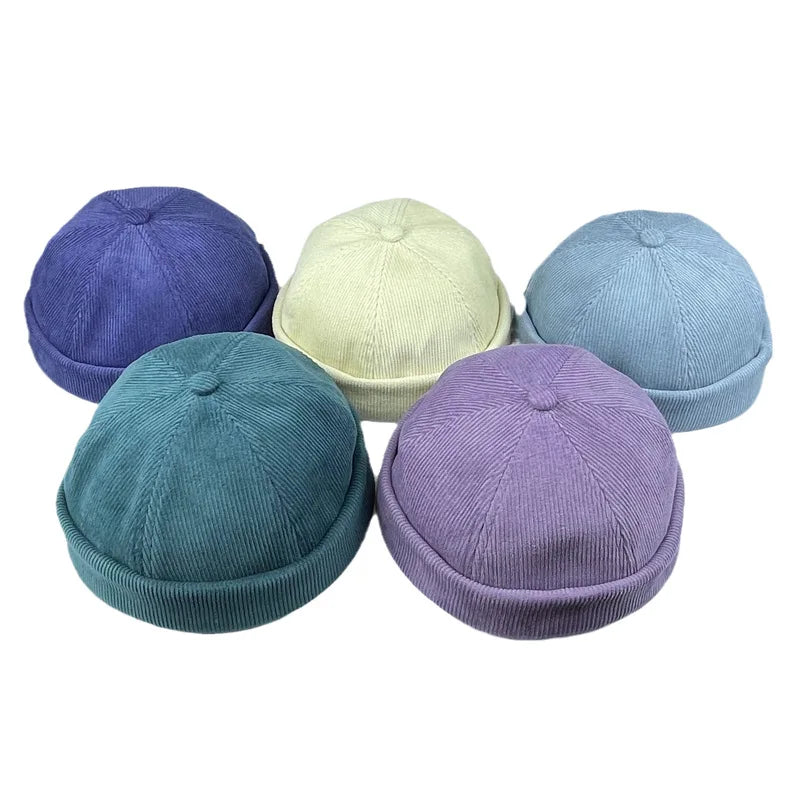 Atlanta Men's Organic Cotton Corduroy Docker Cap – Brimless Shape, Hook-and-Loop Adjustable Fit – view 4