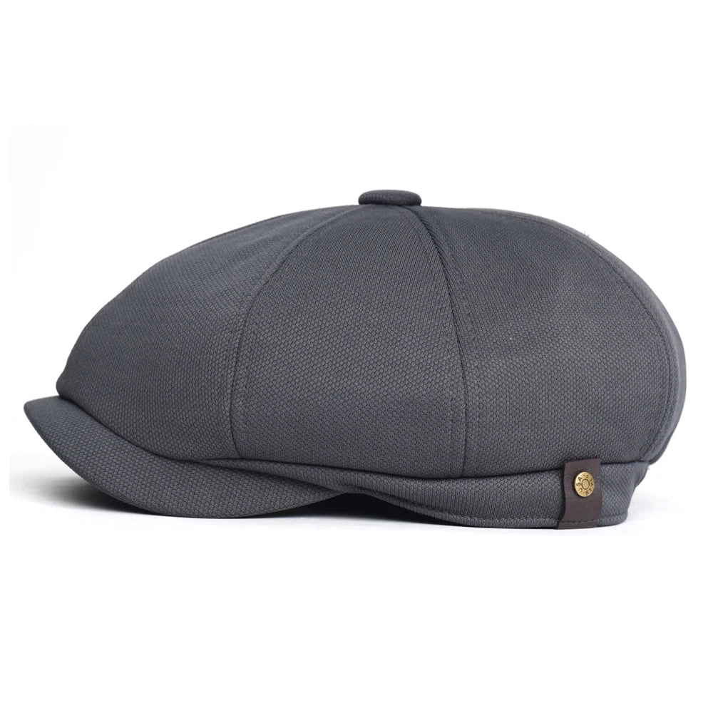 Auzat Men's Plain Newsboy Cap – Breathable Acrylic, Clean Solid Colour, Elasticated 55–59 cm Fit