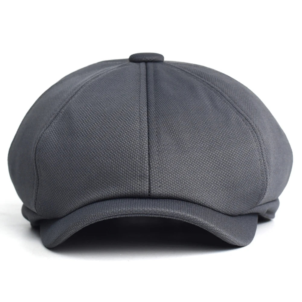 Auzat Men's Plain Newsboy Cap – Breathable Acrylic, Clean Solid Colour, Elasticated 55–59 cm Fit
