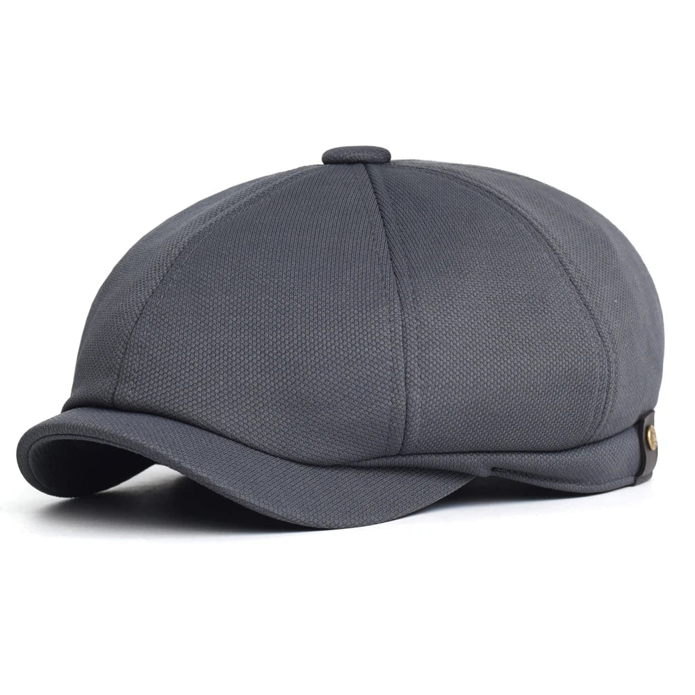 Auzat Men's Plain Newsboy Cap – Breathable Acrylic, Clean Solid Colour, Elasticated 55–59 cm Fit – Dark Gray – view 1