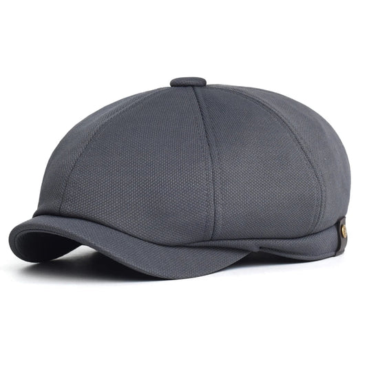 Auzat Men's Plain Newsboy Cap – Breathable Acrylic, Clean Solid Colour, Elasticated 55–59 cm Fit