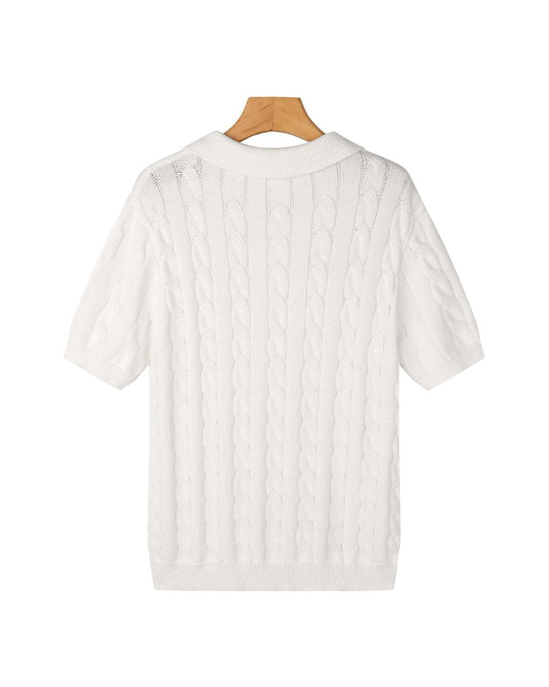 Florence Men's Cotton Cable Knit Polo – view 18