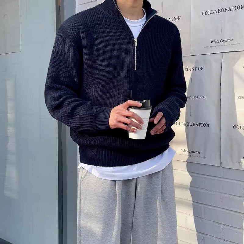 Jeonju Men's Cotton Knit Half Zip Jumper – view 2
