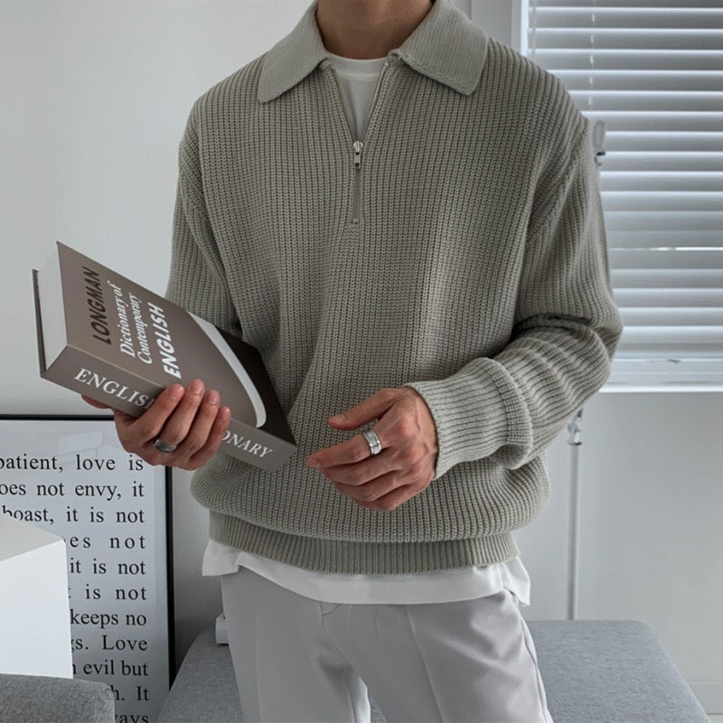 Men's Cotton Half-Zip Collared Jumper – view 1