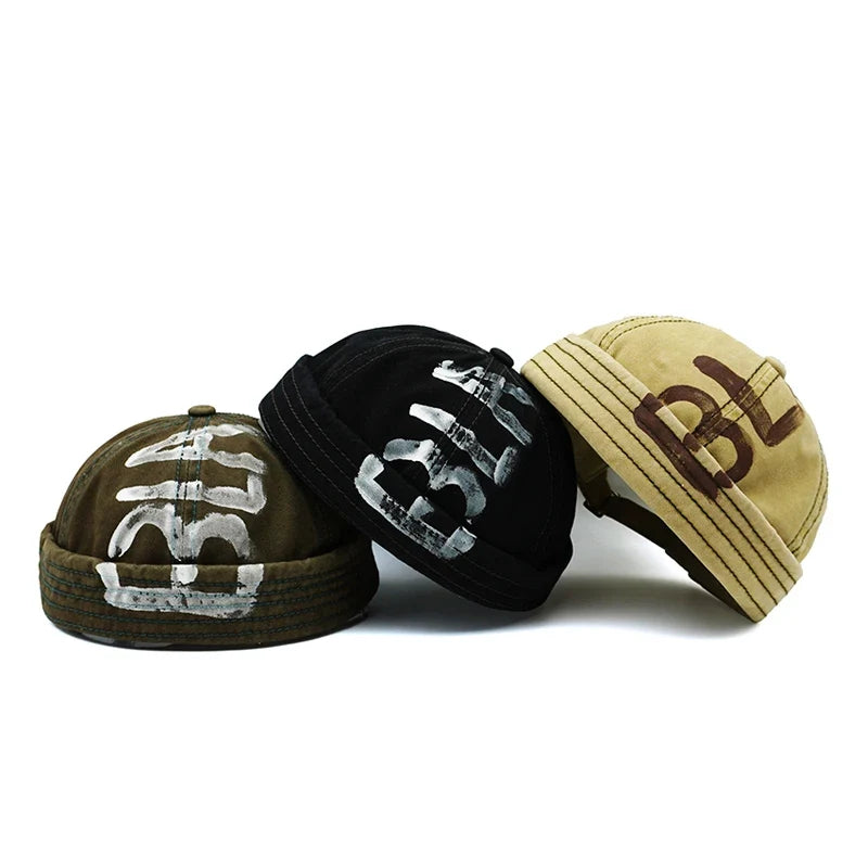 Graffiti Men's Organic Cotton Docker Cap – Graffiti Pattern, Inner Sweatband, Breathable Adjustable Fit