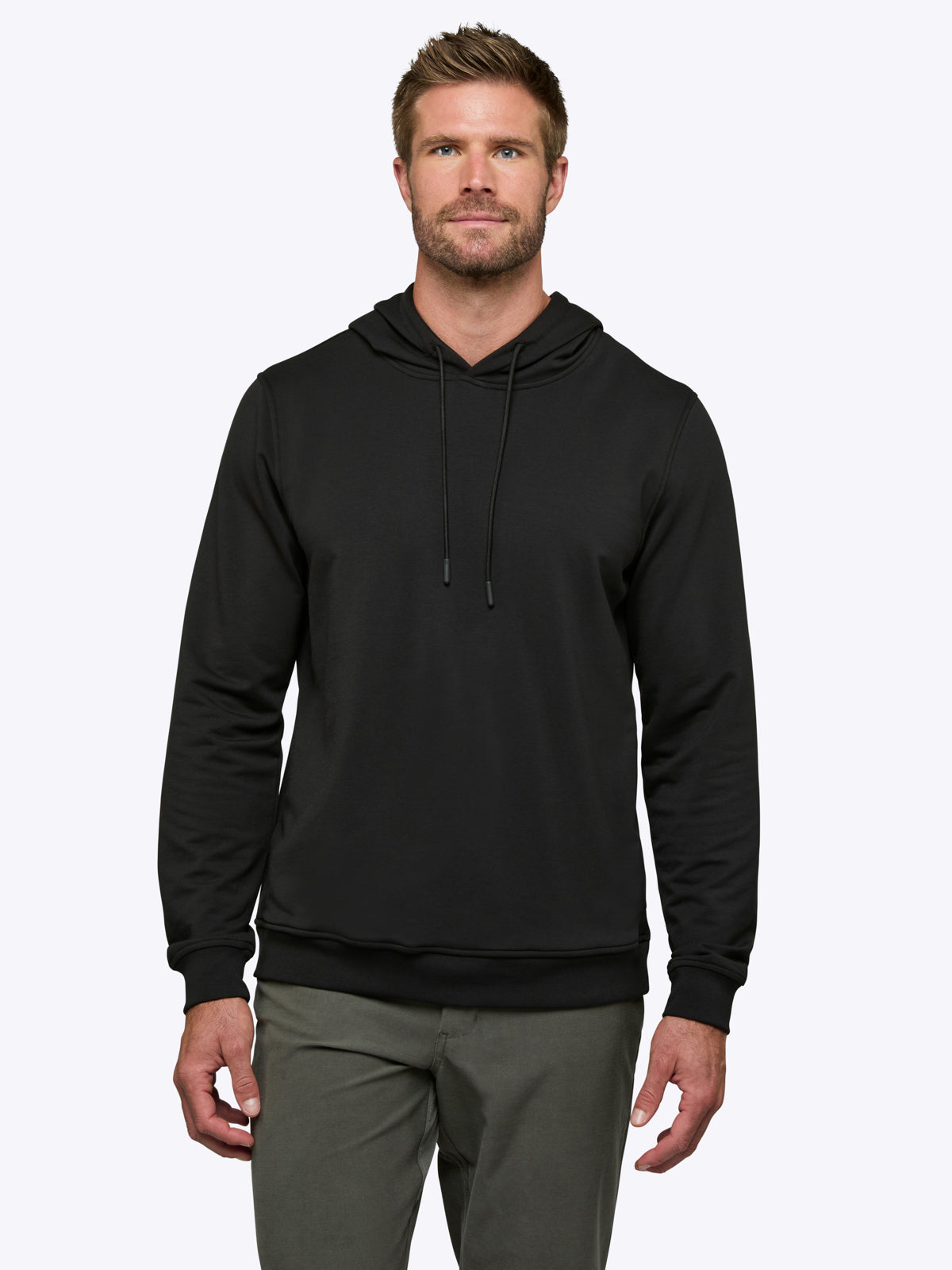 Men's French Terry Pullover Hoodie in Black – view 2