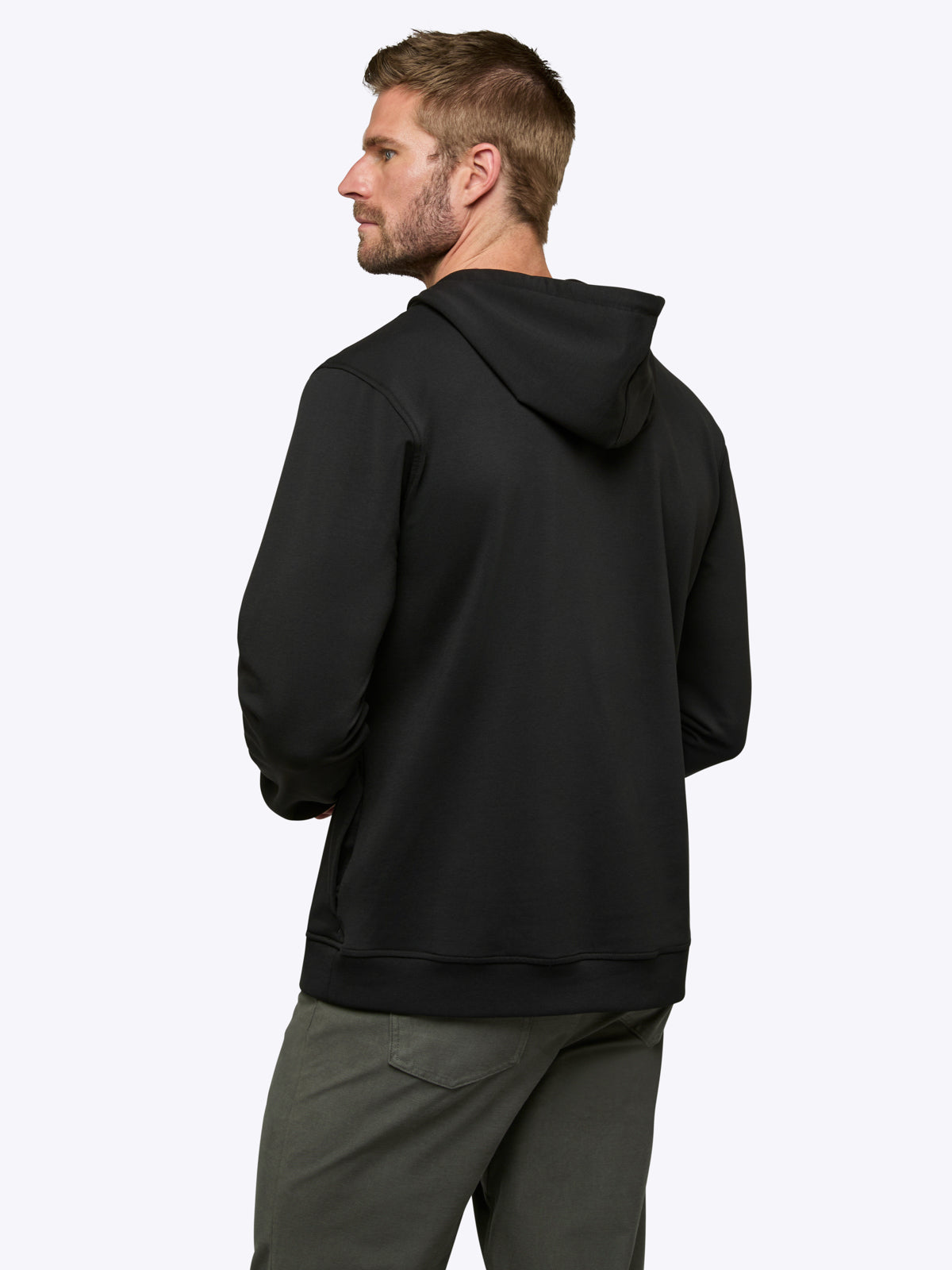 Men's French Terry Pullover Hoodie in Black – view 4