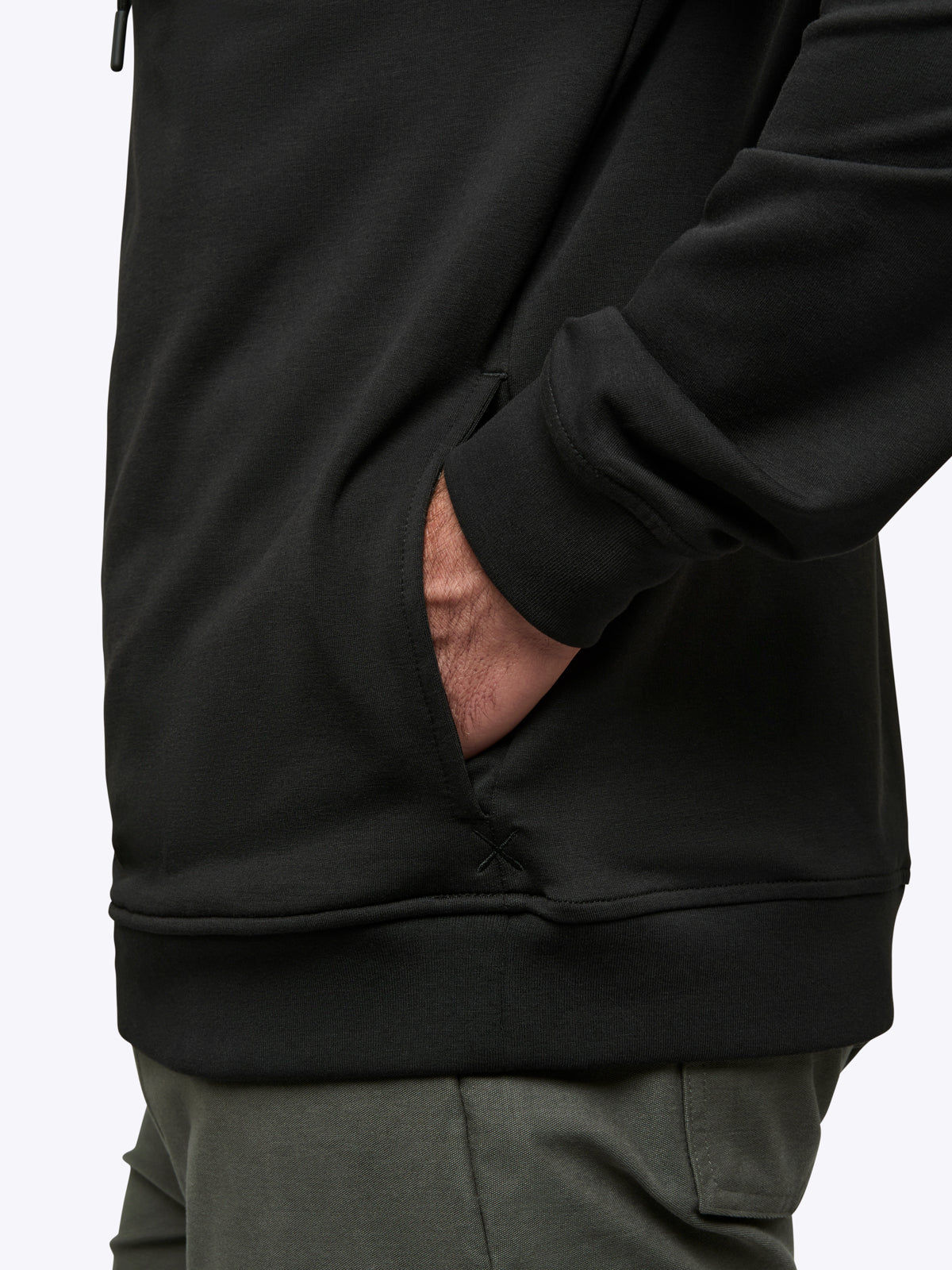Men's French Terry Pullover Hoodie in Black – view 5