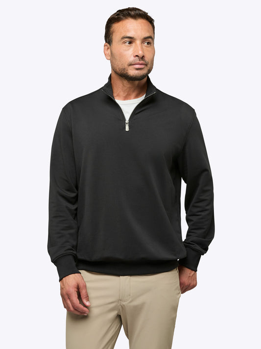 Men's French Terry Quarter Zip Sweatshirt in Black – view 2