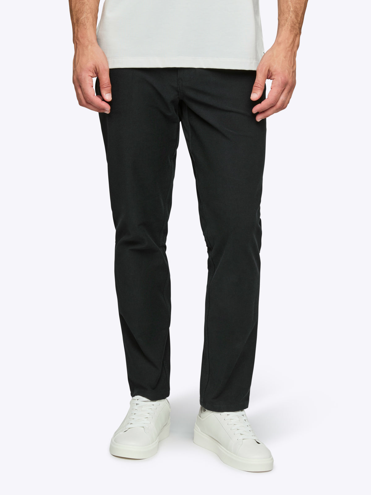 Men's Stretch Chino Trousers in Black – view 1