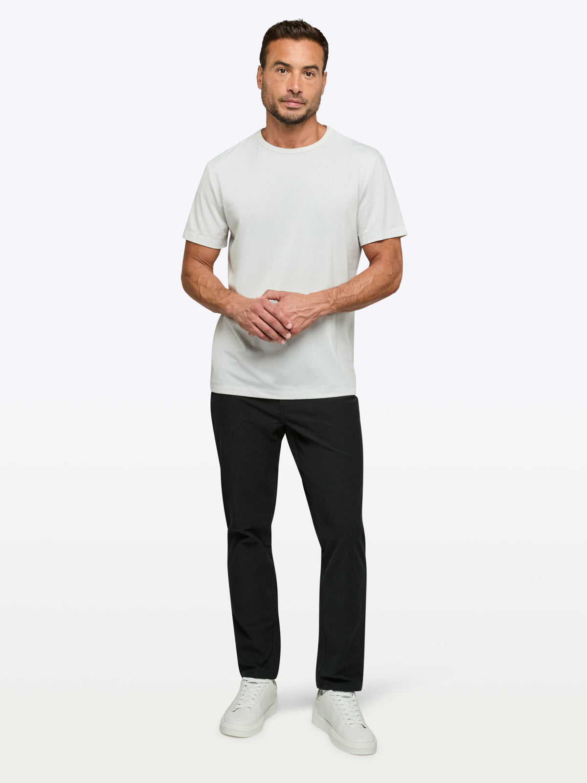 Men's Stretch Chino Trousers in Black – view 3