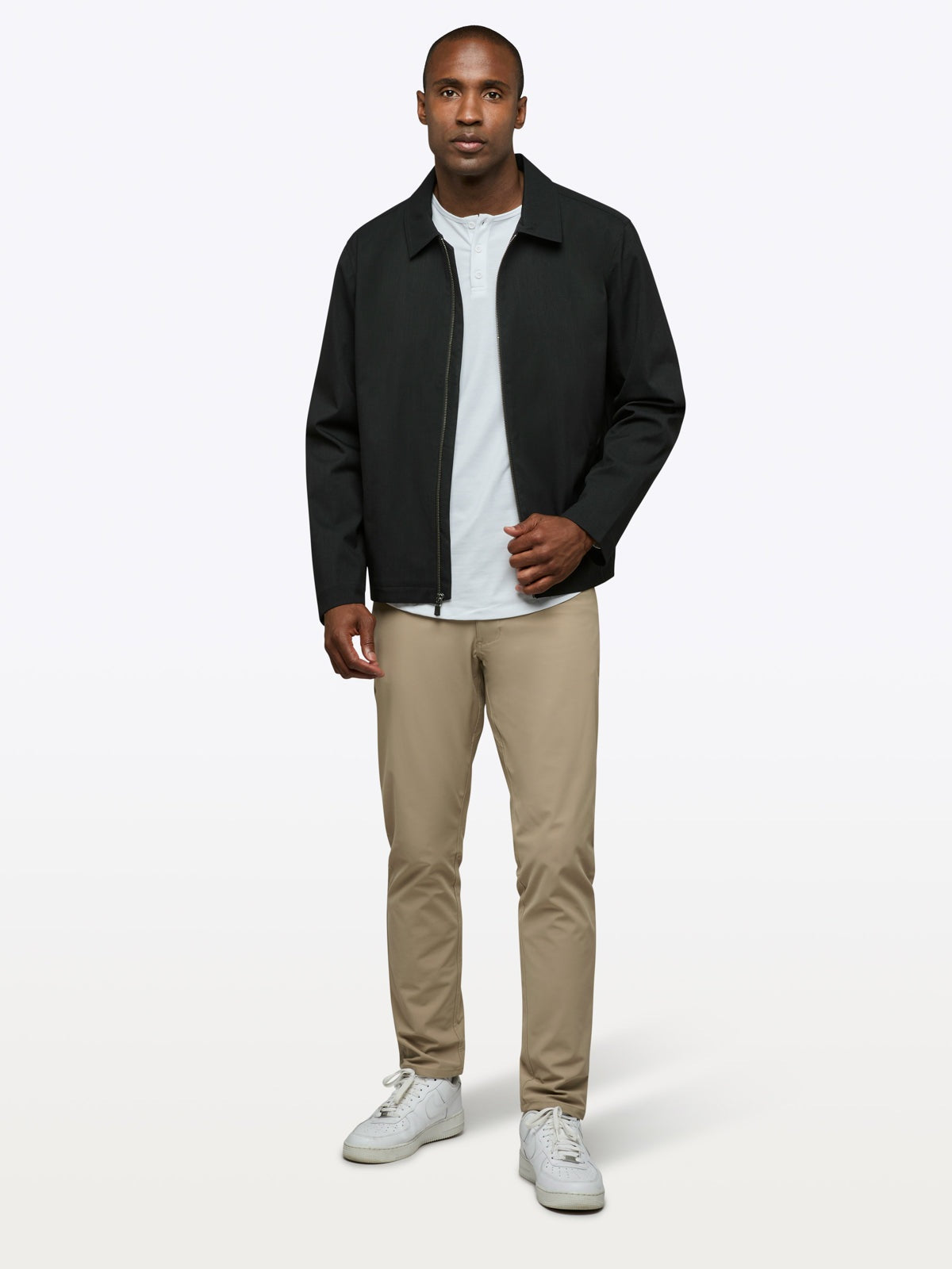 Men's Collared Classic-Fit Jacket in Black – view 3