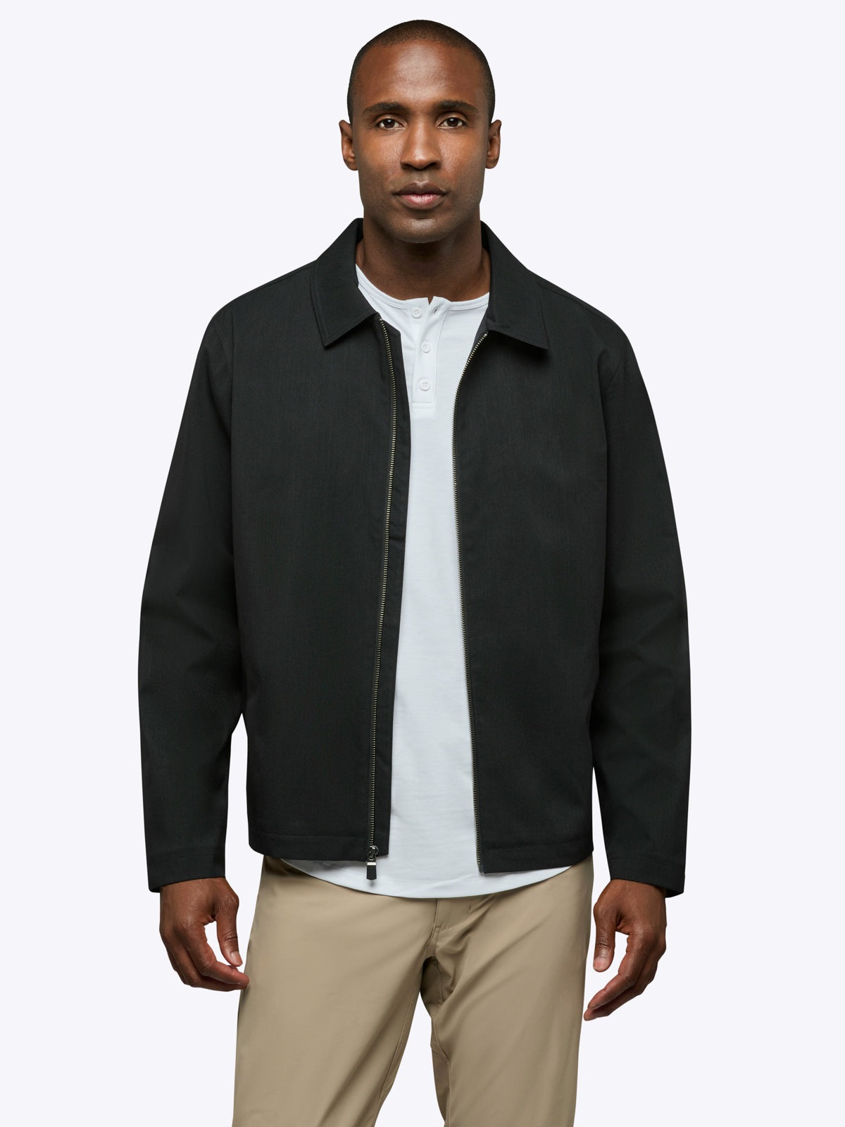 Men's Collared Classic-Fit Jacket in Black – view 2