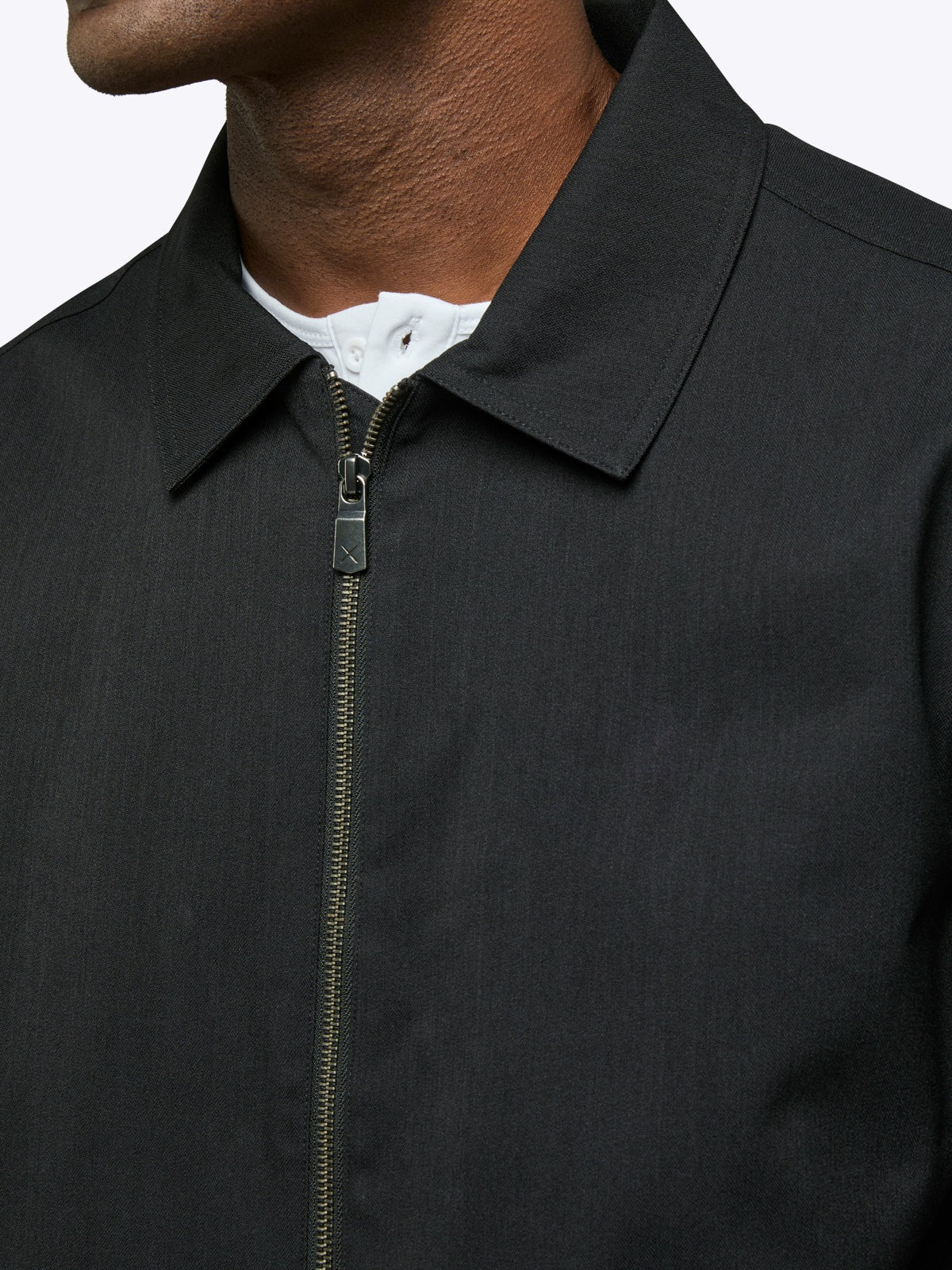 Men's Collared Classic-Fit Jacket in Black – view 5