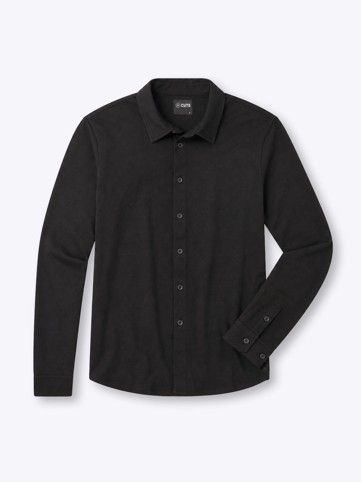 Men's Long Sleeve Stretch Button-Up Shirt in Black – view 1