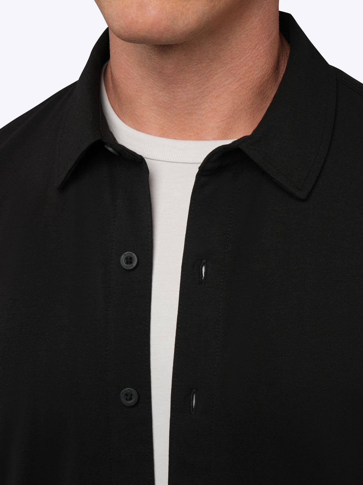 Men's Long Sleeve Stretch Button-Up Shirt in Black – view 5