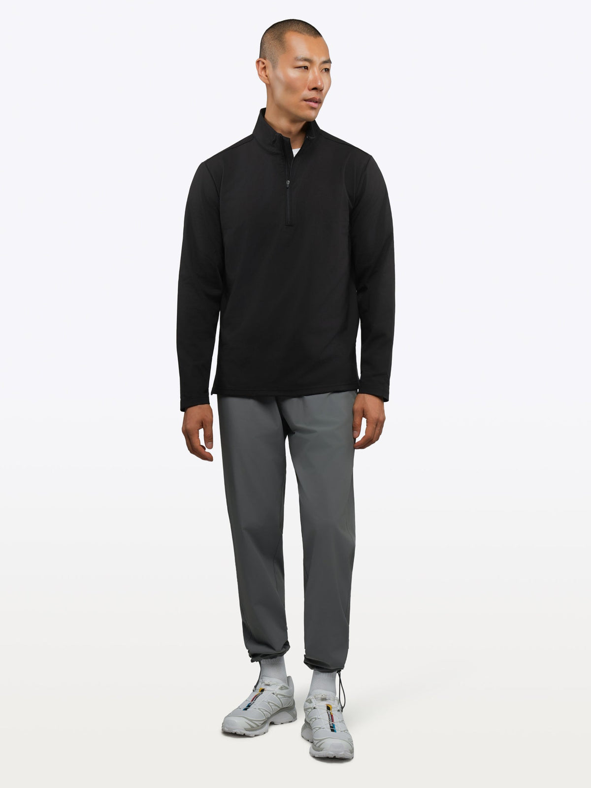 Men's Performance Fleece Quarter Zip Pullover in Black – view 4