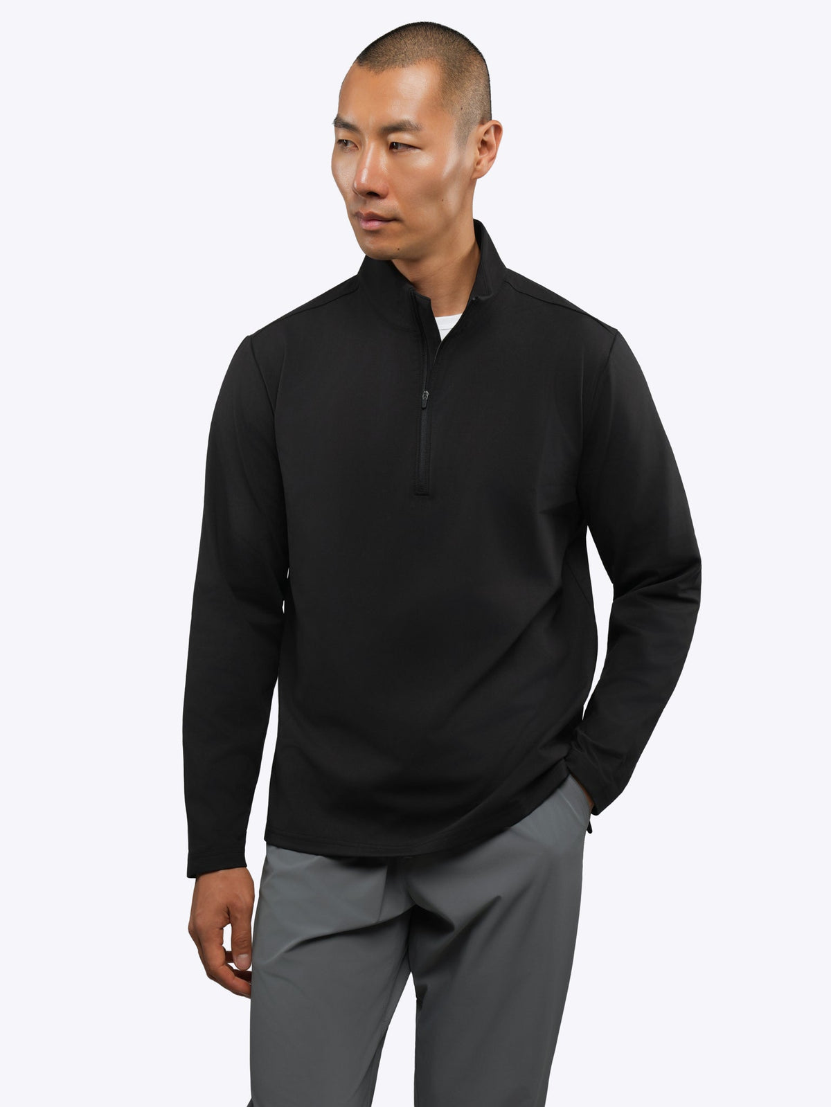 Men's Performance Fleece Quarter Zip Pullover in Black – view 2