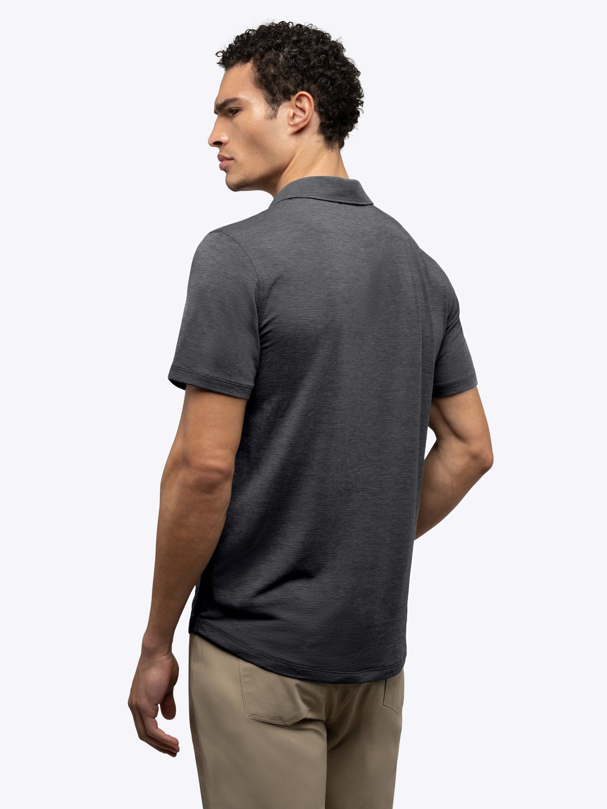 Men's Stretch Performance Polo Shirt in Black – view 3