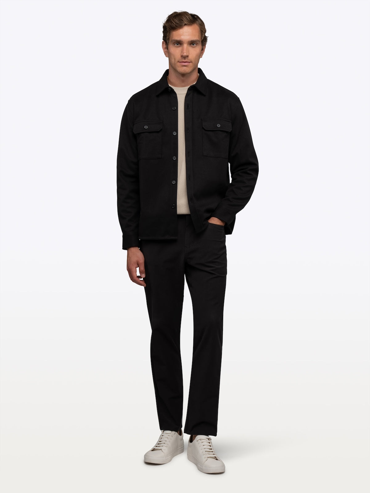 Men's Heavyweight Stretch Overshirt in Black – view 3