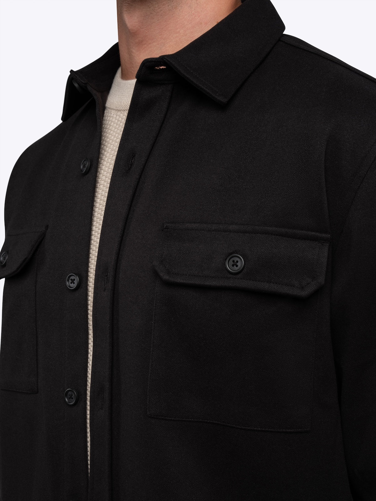 Men's Heavyweight Stretch Overshirt in Black – view 2