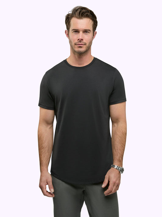 Men's Pima Cotton Lightweight Crew Neck T-Shirt in Black – view 2