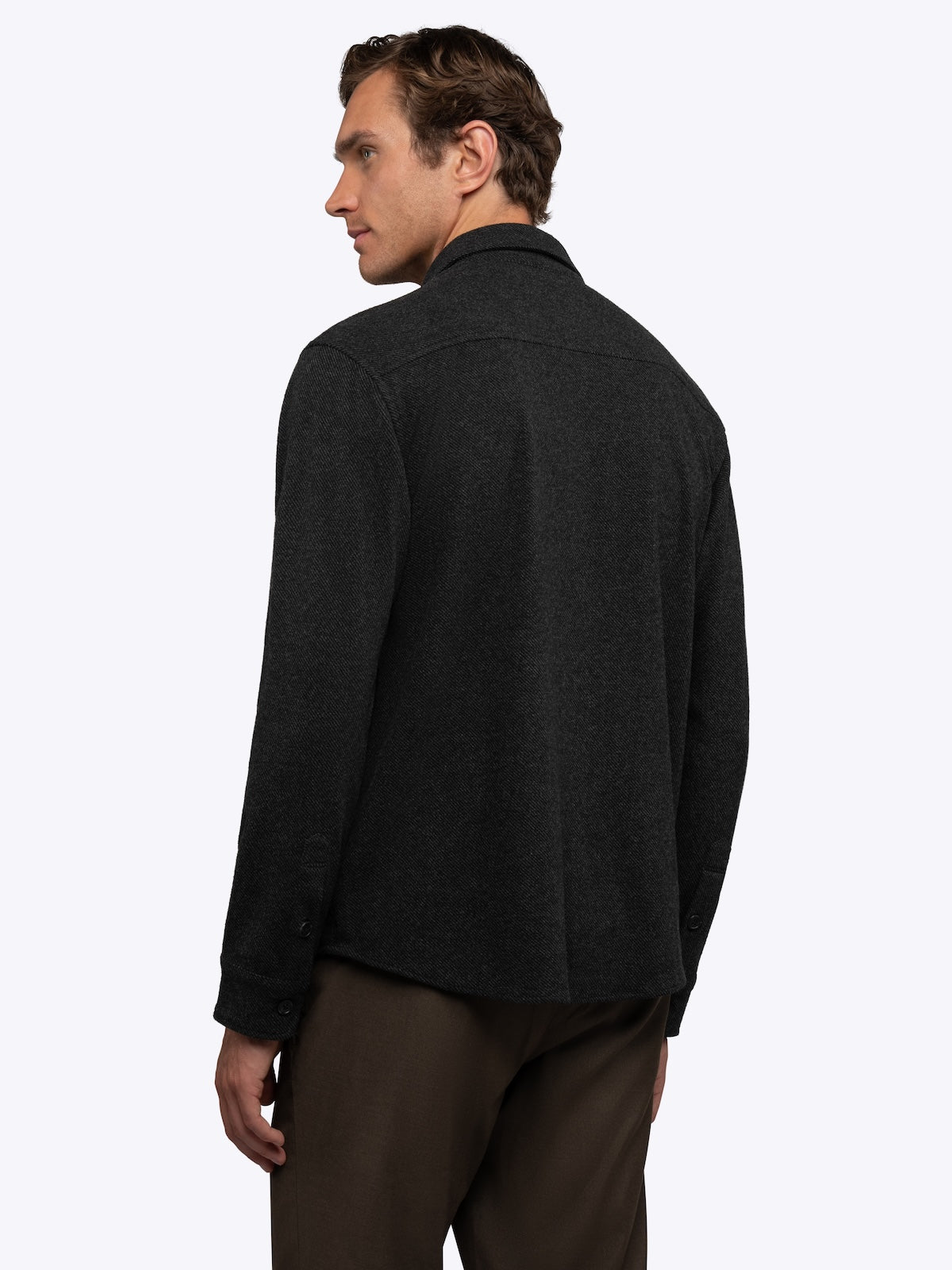 Men's Soft Knit Button-Up Shirt in Black – view 7