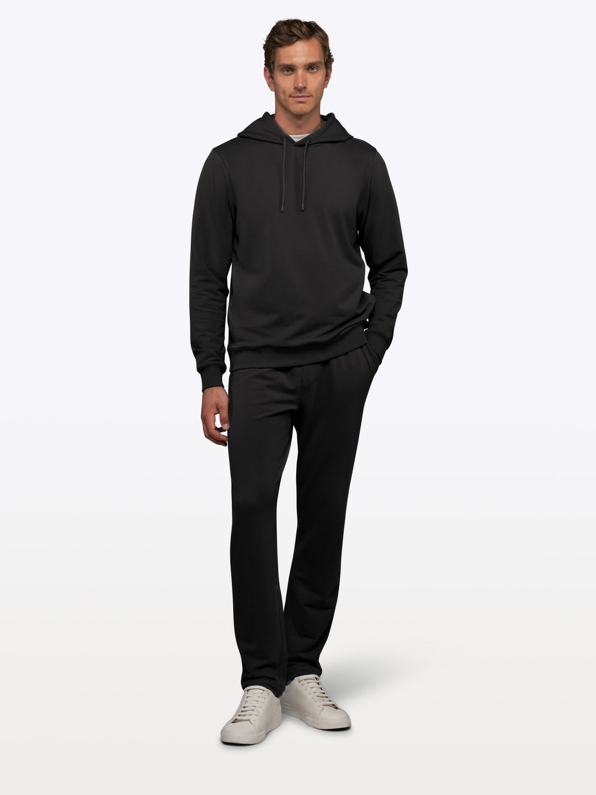 Men's French Terry Straight-Leg Sweatpants in Black – view 3