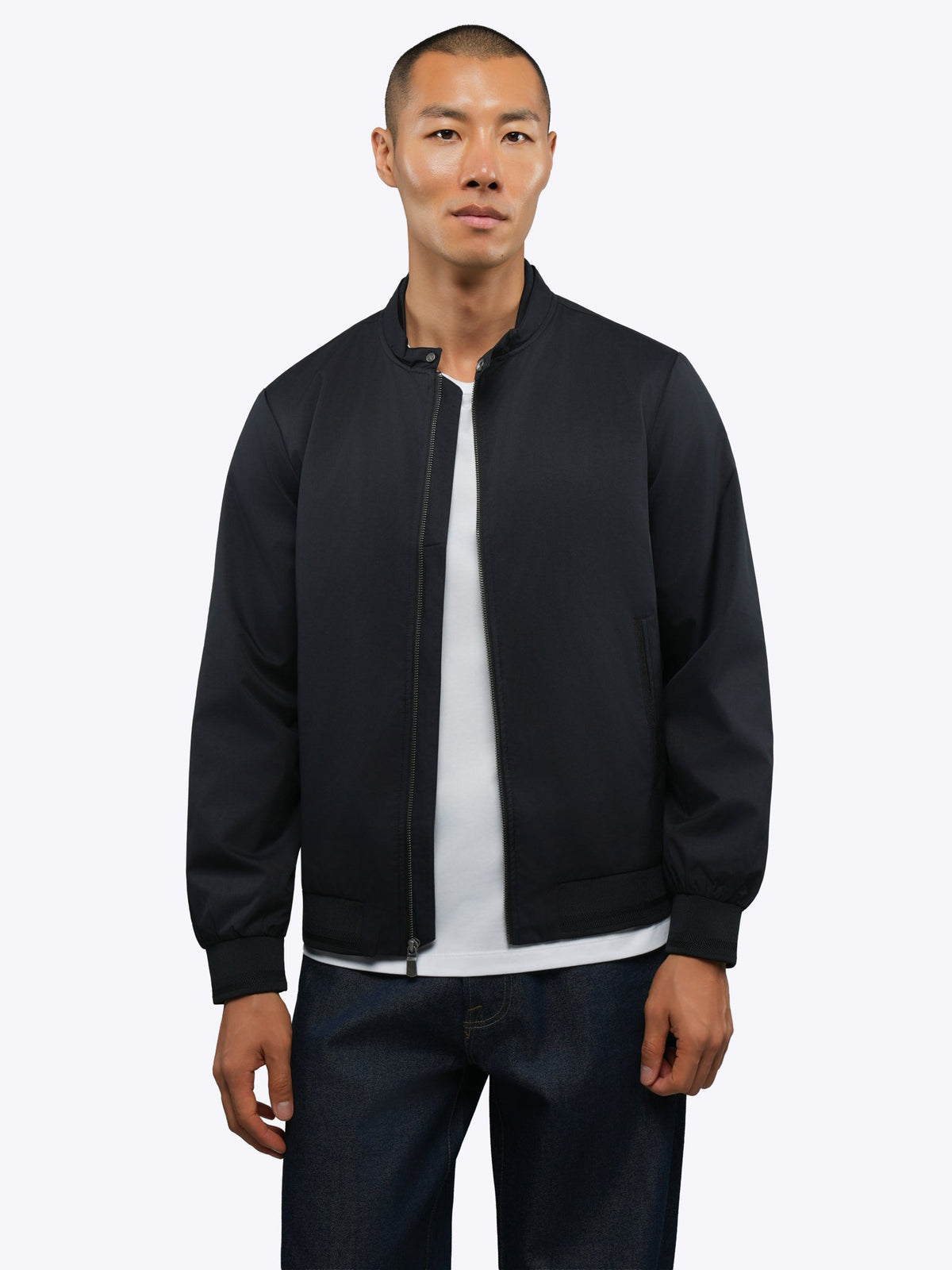 Men's Tailored Fit Bomber Jacket in Black – view 2