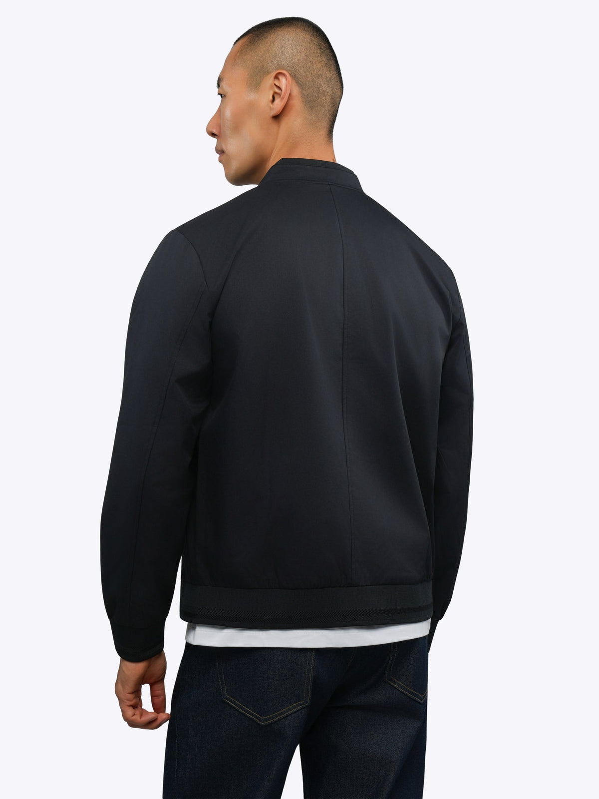 Men's Tailored Fit Bomber Jacket in Black – view 3