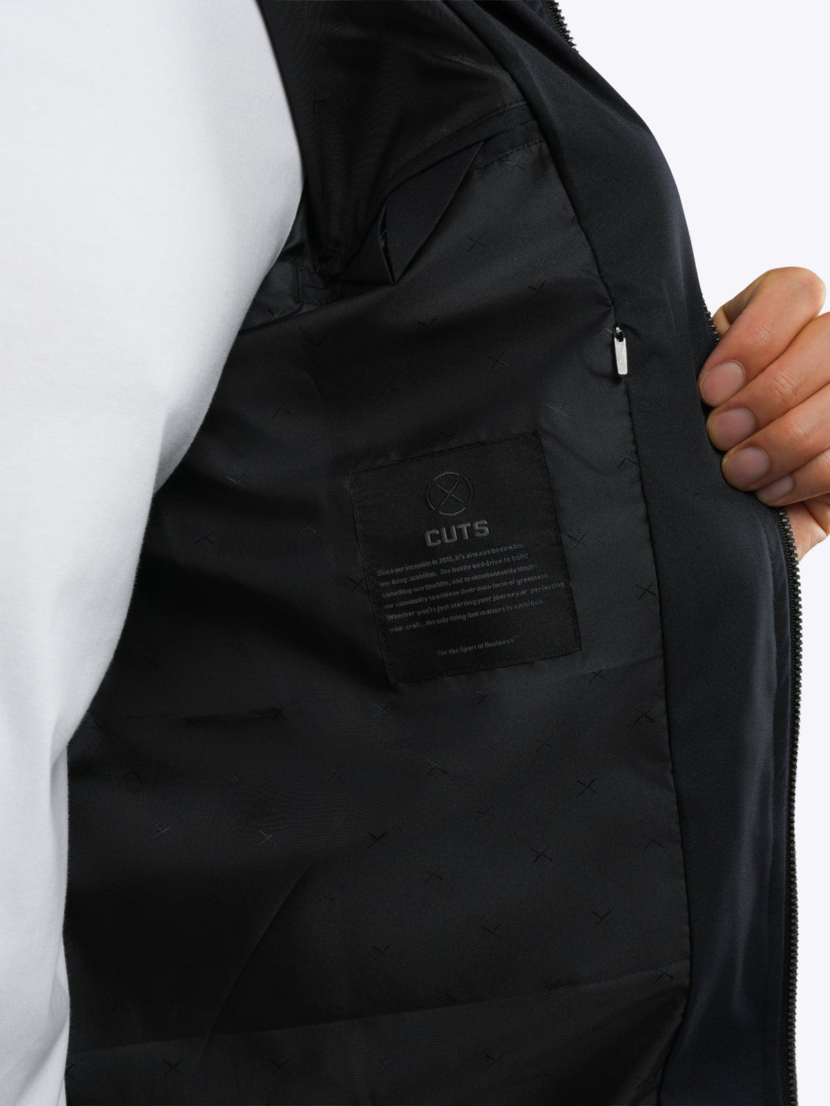 Men's Tailored Fit Bomber Jacket in Black – view 8