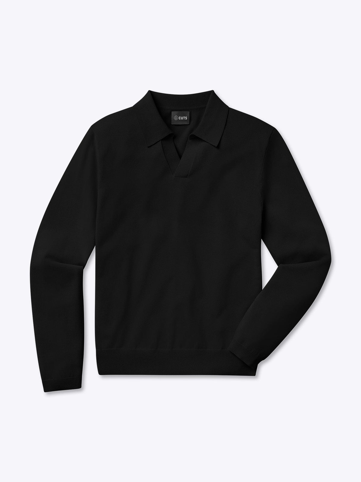 Riviera Men's Knit Long Sleeve Polo in Black – view 1