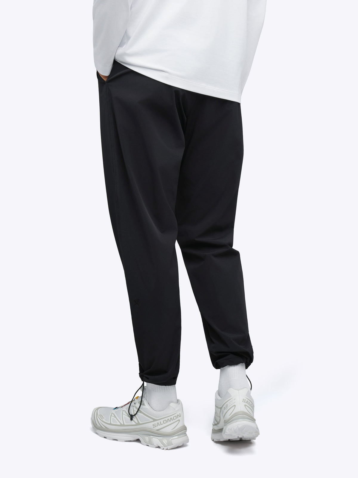 Men's Modern Slim Tech Trousers – Matte 4-Way Stretch Fabric, Hidden Cuff Cinch, Back Zip Pocket | Black – view 2