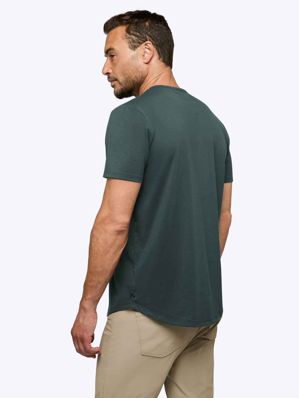 Men's Curved Hem Crew Neck T-Shirt in Bonsai – view 3