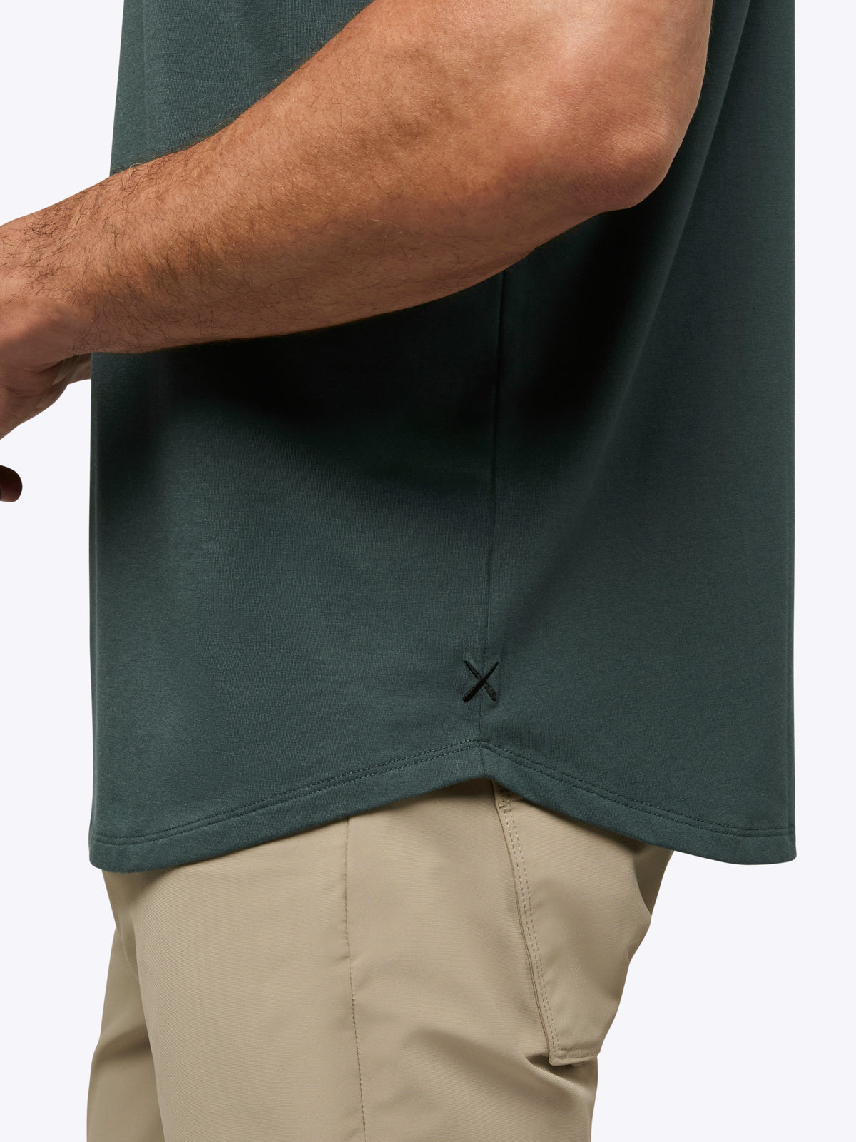 Men's Curved Hem Crew Neck T-Shirt in Bonsai – view 5