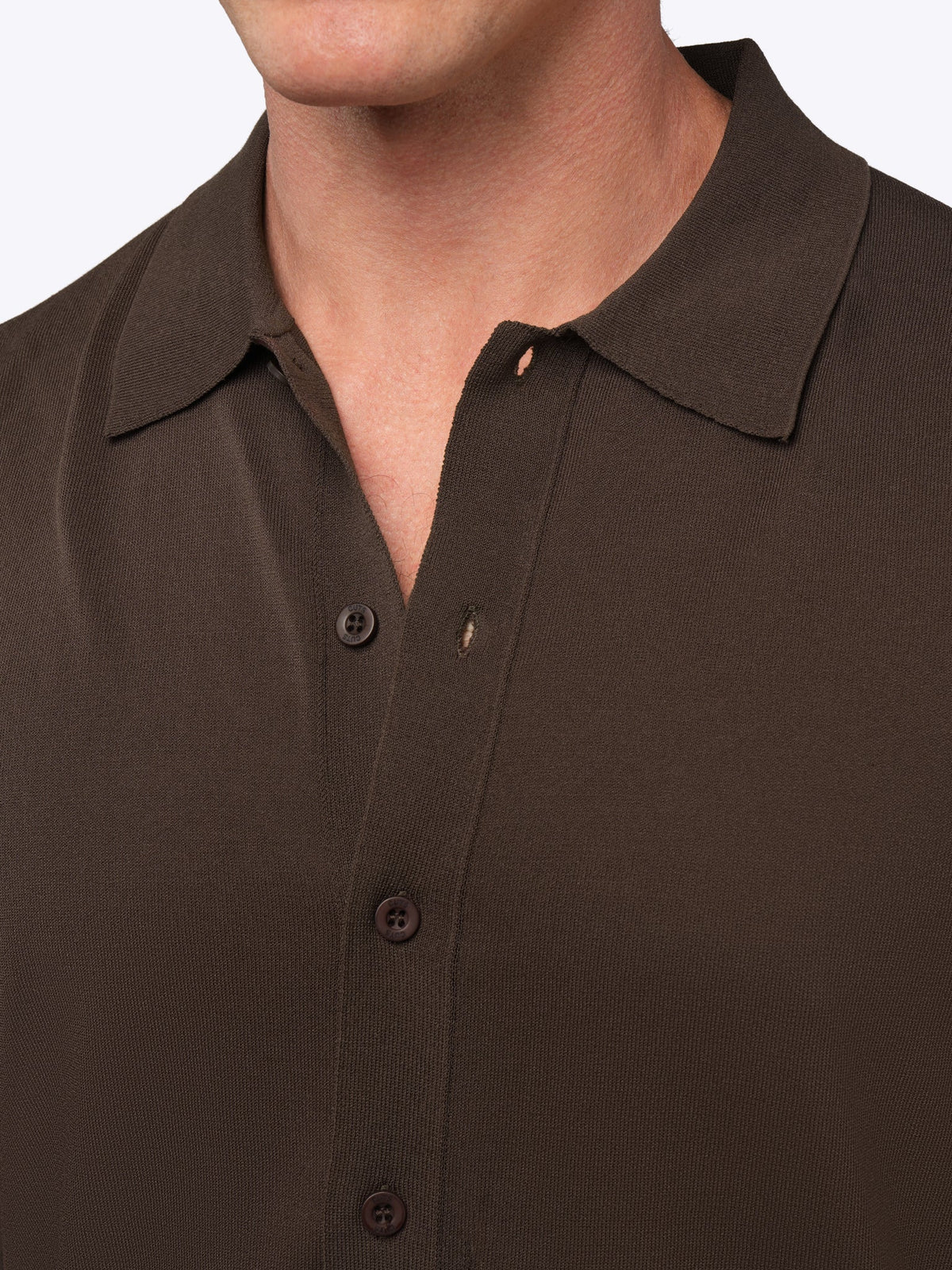 Riviera Men's Knit Button-Up Shirt in Burnt Oak – view 7