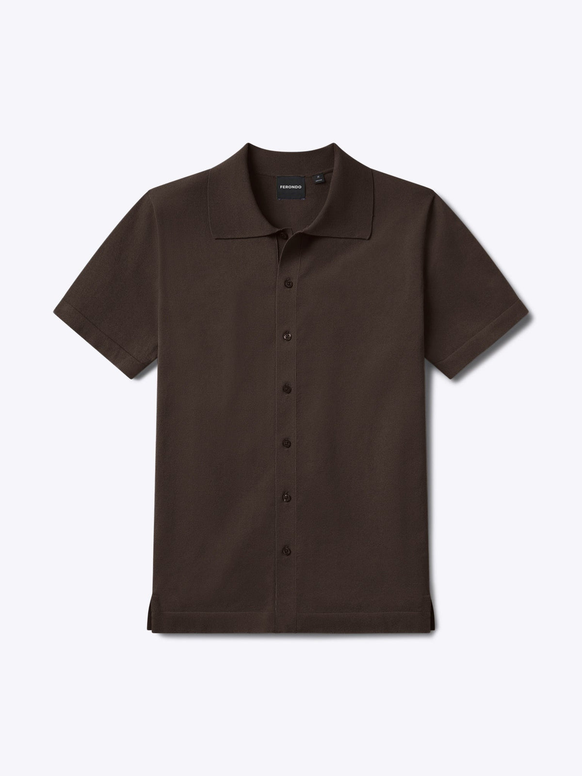 Riviera Men's Knit Button-Up Shirt in Burnt Oak – view 1