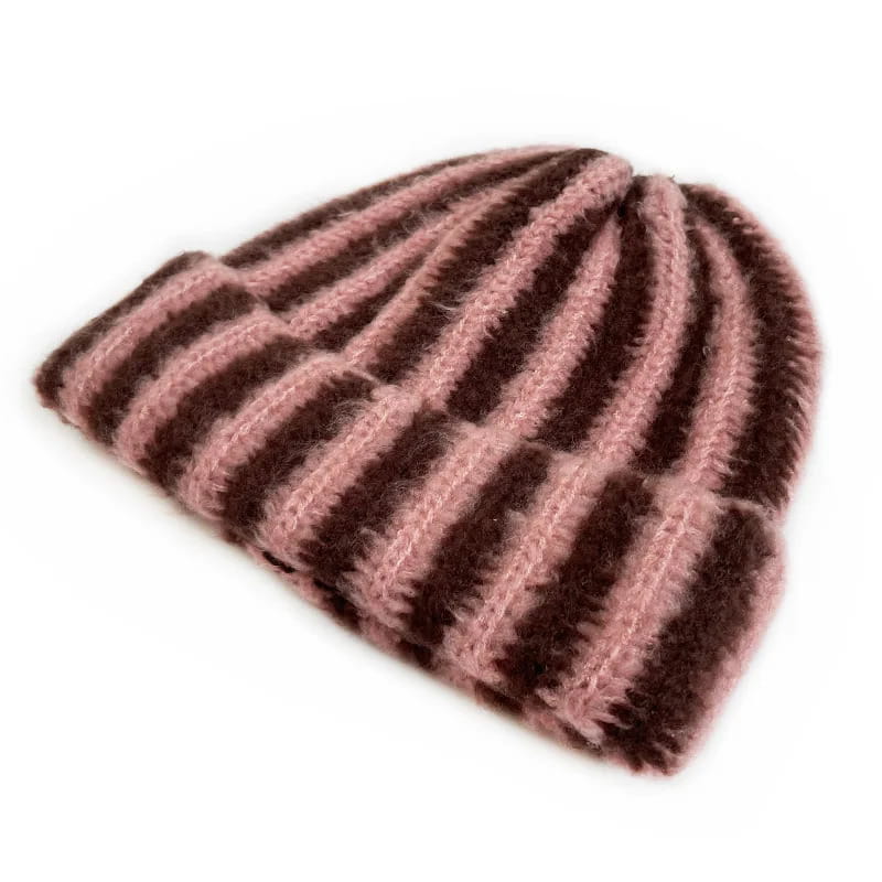 Men's Feather Yarn Striped Beanie – view 5