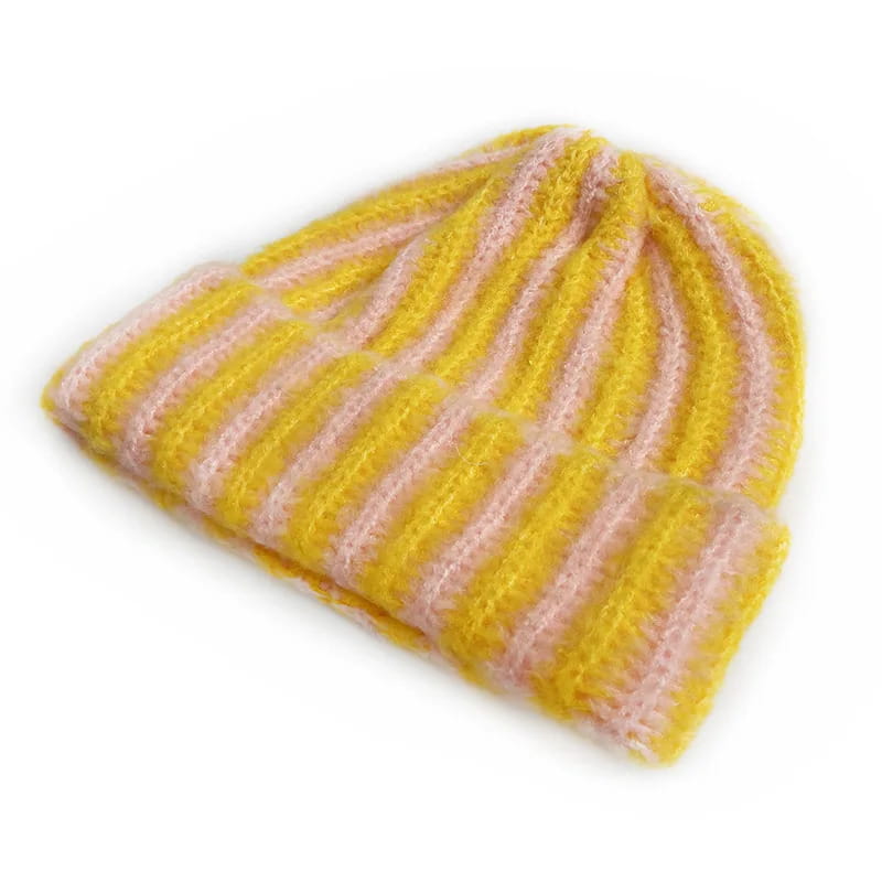 Men's Feather Yarn Striped Beanie – view 8