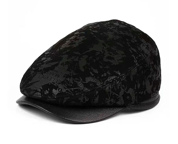 Bernadotte Men's Genuine Leather Flat Cap – Cowhide Leather, Soft Inner Lining, Three Sizes 55–60 cm