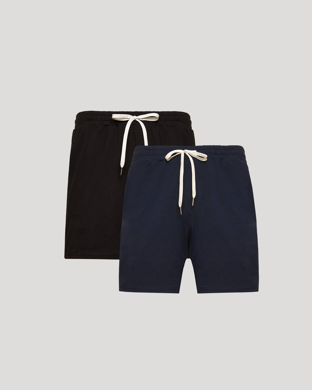 Men's Active Comfort Shorts 2-Pack – 4-Way Stretch, 19 cm Inseam, Zip Pocket | Black & Heather Navy
