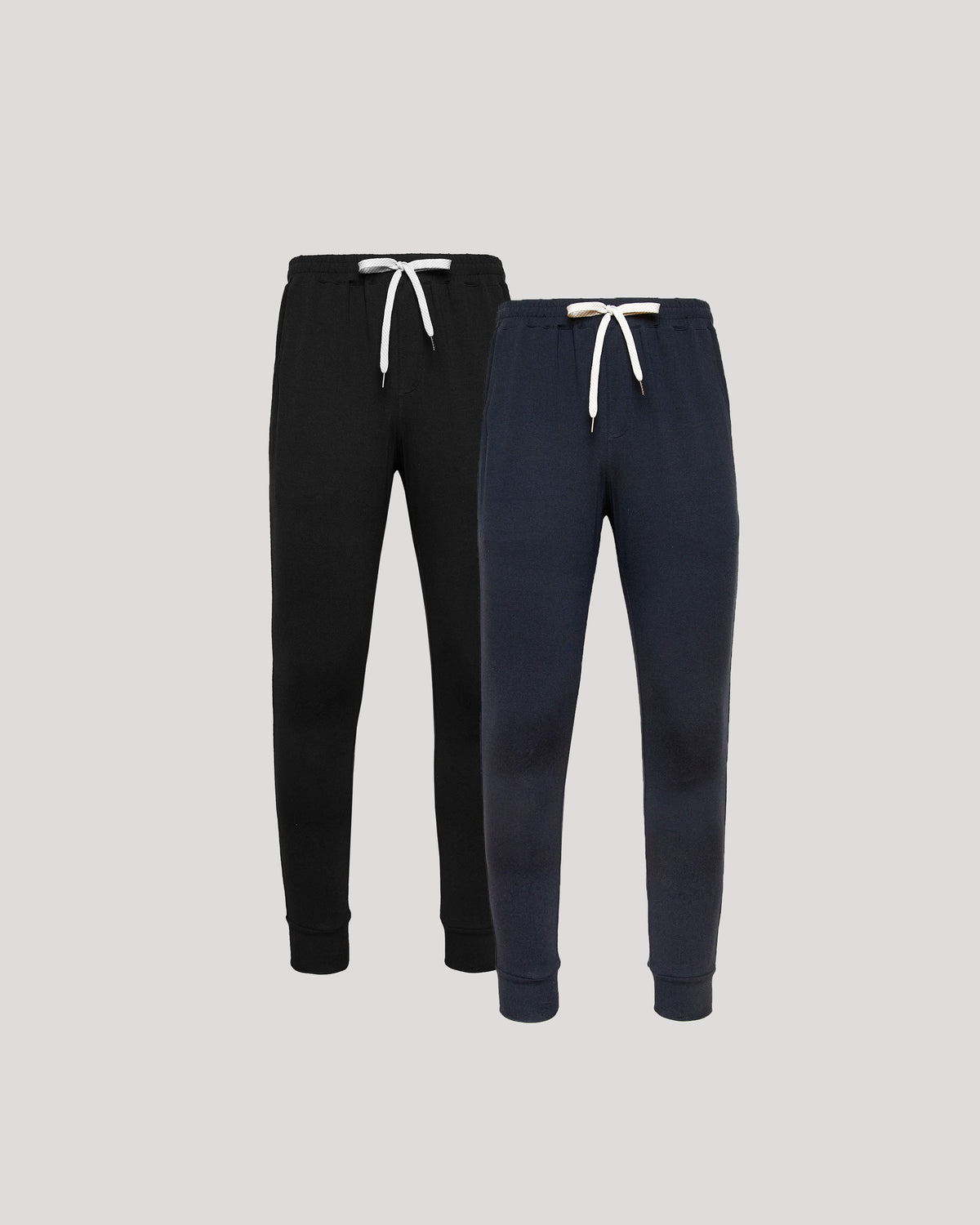 Men's Active Joggers 2-Pack – 4-Way Stretch, Peached Finish, Zip Back Pocket | Black & Heather Navy