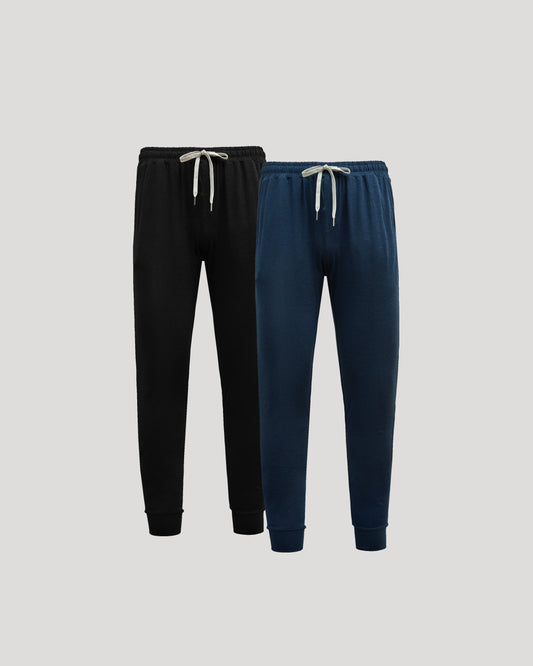 Men's Tall Active Joggers 2-Pack – Longer Inseam, 4-Way Stretch, Slim Cut | Black & Heather Navy