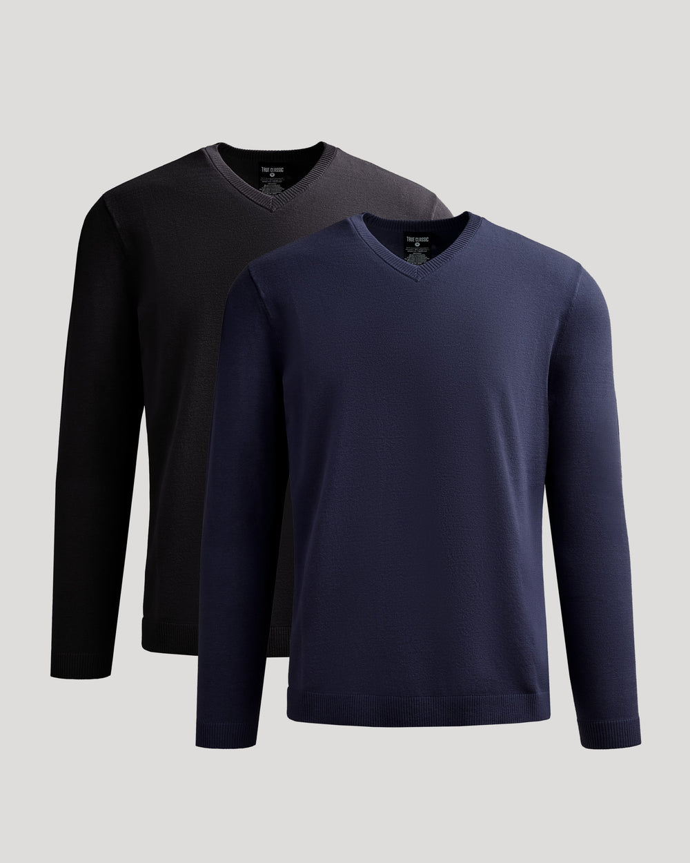 Men's V-Neck Knit Jumper 2-Pack – Soft Viscose Blend, Moisture-Wicking, Easy Layering | Black & Navy