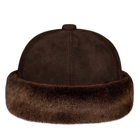 Bozeman Men's Sheepskin Leather Winter Docker Cap – Fur-Lined Interior, Soft Lining, Three Sizes