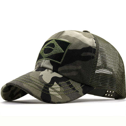 Brazil Army Men's Camouflage Trucker Baseball Cap – Cotton Front, Breathable Mesh Back, Adjustable Fit