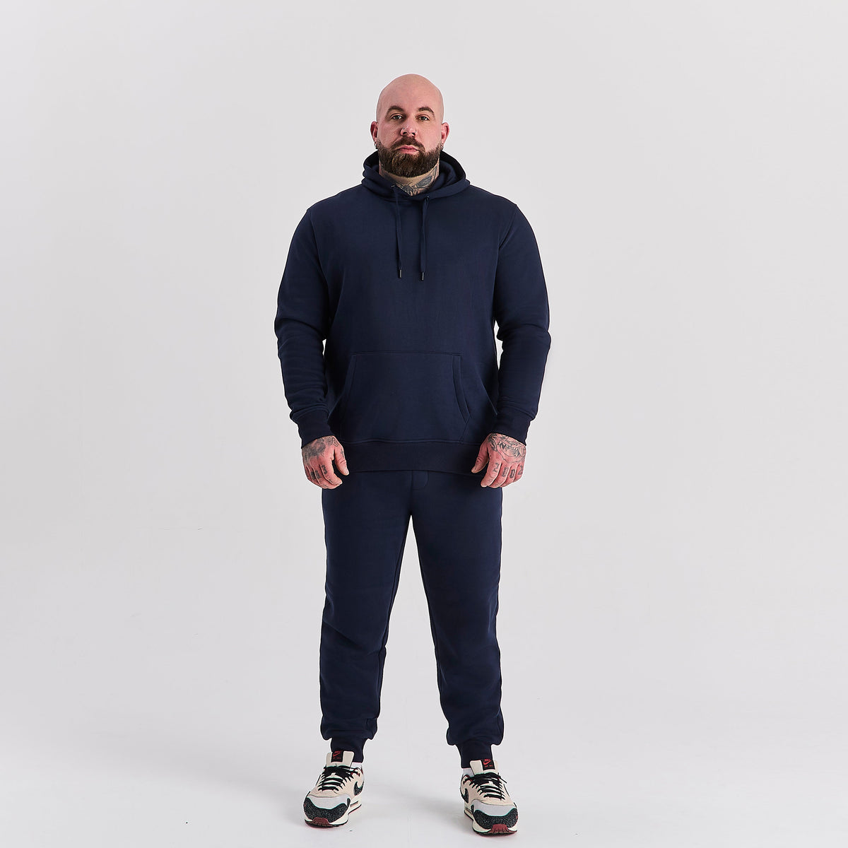 Men's Heavyweight Cotton Blend Hoodie & Joggers Set in Navy – view 1